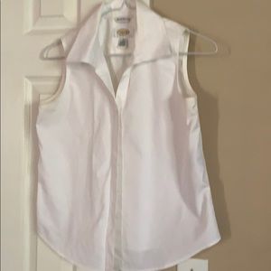 Talbots sleeveless white blouse